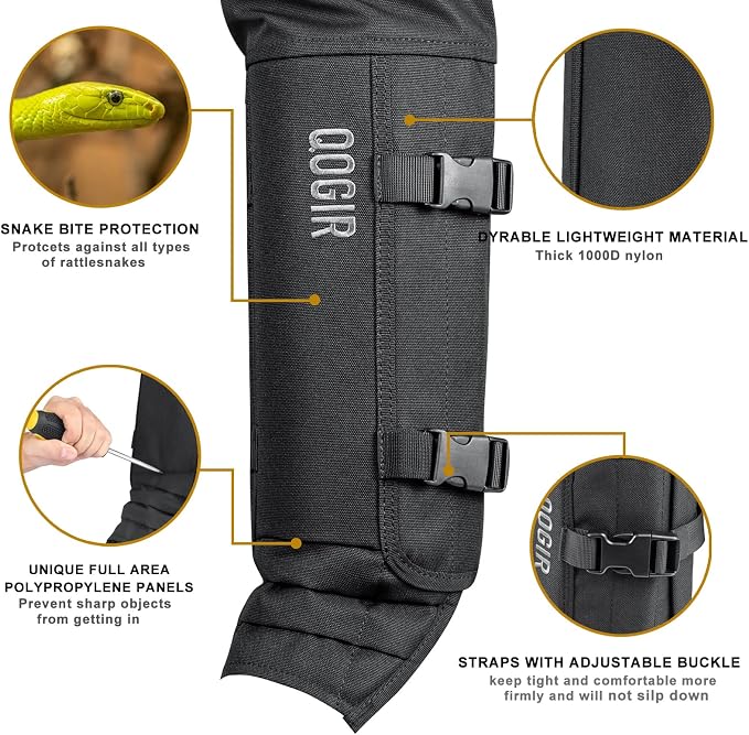 skiguard Snake Gaiter Chaps for Hunting: Snake Bite Protection for Ankle to Thigh Snake Chap, Waterproof Snake Gaiter for Men