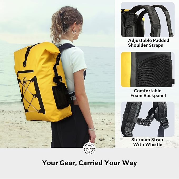 STOVER 5/10/25/30/40/55L Waterproof Dry Bag- Roll-Top Backpack w/Phone Case- Kayaking, Hiking, Camping, Boating- Men/Women