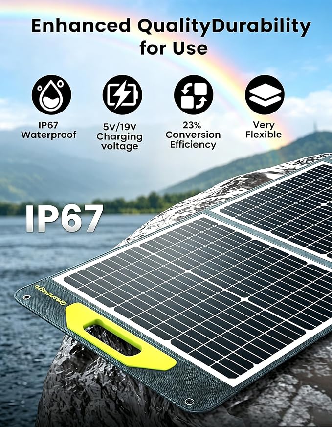 Greenmagic 200 Watt Portable Solar Panel, 23.5% High Efficiency 200W Foldable Solar Panel Charger IP67 Waterproof Solar Panel Kit w/DC XT60 MC4 Anderson Output for Home Farm Camping RV Power Station