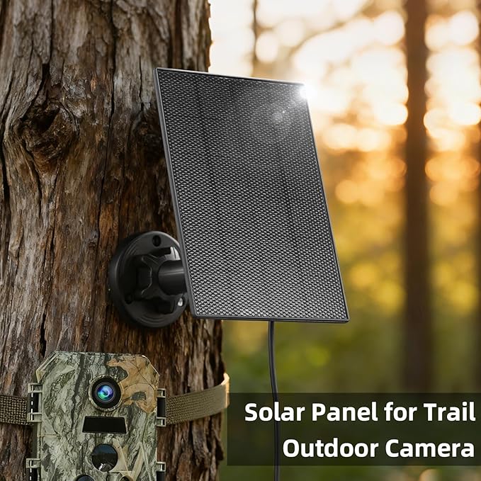 LIYVZ 3W Trail Camera Solar Panel 5V/6V, 4000mAh Solar Charger for Trail Camera, Game Camera Trail Cam Solar, Universal Hunting Camera Solar Panel