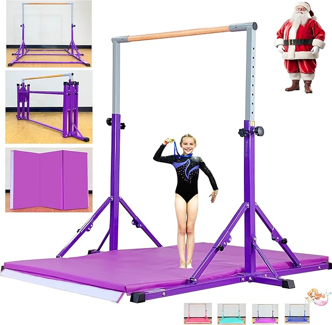 Marfula Gymnastic Bar For Kid and Teenage of 3-25, 5Ft/8 FT Base Length 4Ft Width 5Ft Adjust Height, Gymnastic Kip Bar For Gymnast, Gymnastic Training Equipment For Professional Training Home Club Use