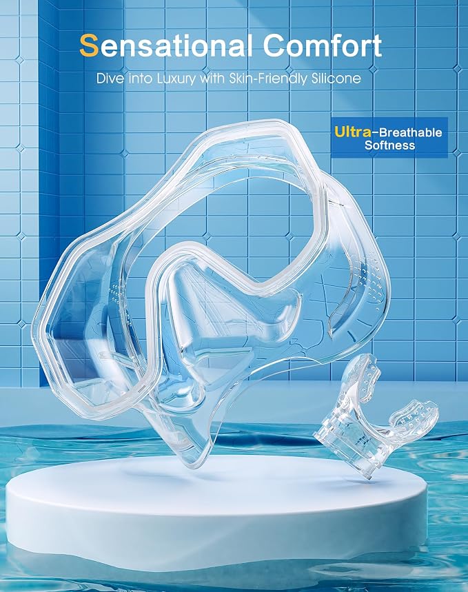 Snorkeling Gear for Adults Kids, Dry-Top Snorkel Set, 180°Panoramic Wide View Diving Mask Breathing Freely Snorkel Mask for Snorkeling Scuba Diving Swimming Travel