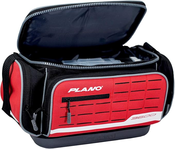 Plano Weekend Series 3600 Deluxe Tackle Case, Medium, Red Fabric, Includes 2 3600 Stowaway Utility Storage Boxes, Soft Fishing Tackle Bag, Premium Storage