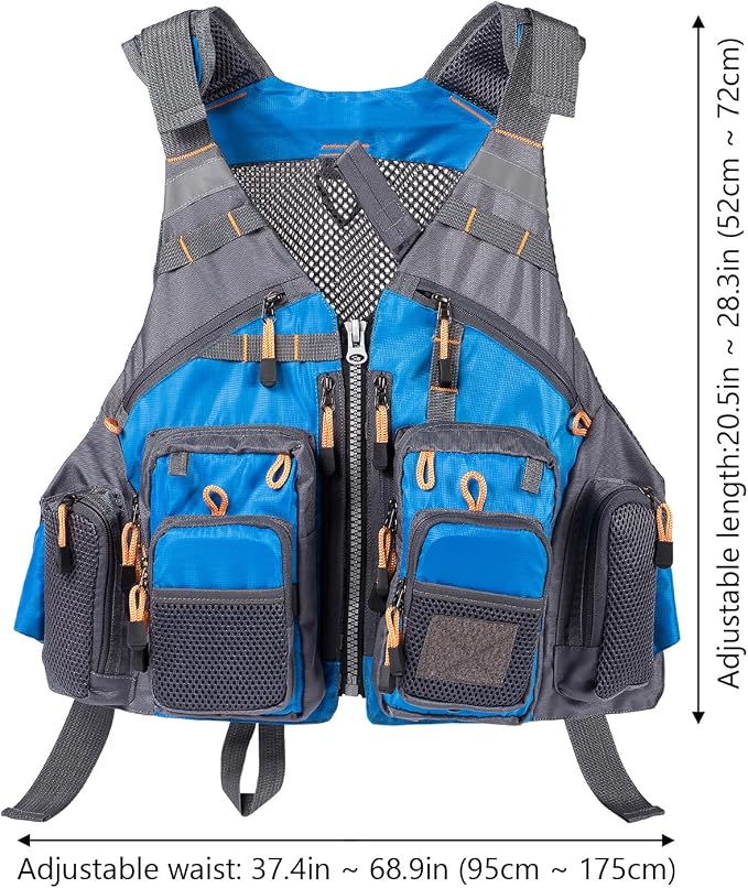 BASSDASH Strap Fishing Vest Adjustable for Men and Women, for Fly Bass Fishing and Outdoor Activities