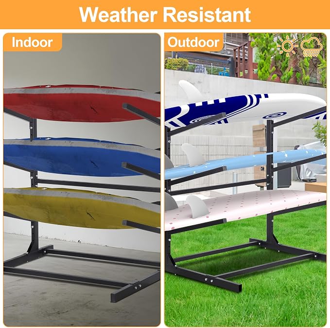 Kayak Storage Rack, Adjustable Kayak SUP Stand, Weatherproof and Heavy Duty Surfboard Storage Rack, Hold up Kayaks, SUPs, Paddleboards, Canoes
