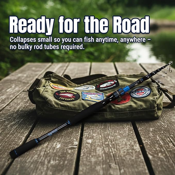 Reaction Tackle Telescopic Spinning Rod Series– Carbon Travel Fishing Rod – Collapsible Rod for Freshwater and Saltwater