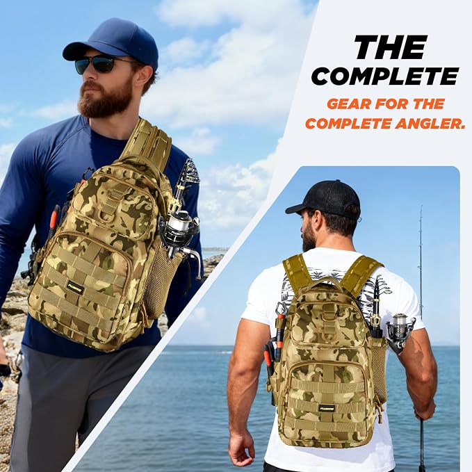 PLUSINNO Fishing Backpack with Fishing Floating Net, Fishing Gear, Tackle Boxes,Waterproof Fishing Tackle Bag, Fishing Gifts for Men