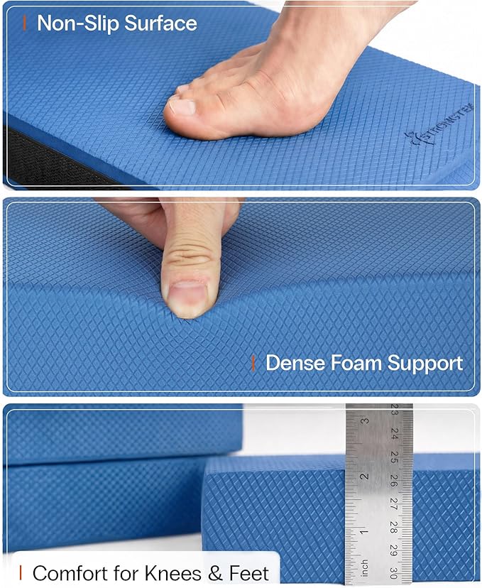 StrongTek 2-in-1 Non-Slip Balance Pad - High-Density Foam Cushion, Supportive Exercise Mat & Knee Pad for Core Training, Yoga, Pilates, Physical Therapy, Stability Training, Stretching, and Rehab