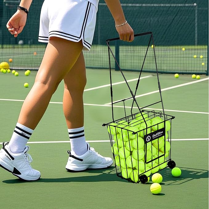 Tennis Ball Hopper, Portable Pickleball Ball Basket for Pickup, Storage & Training (Large)