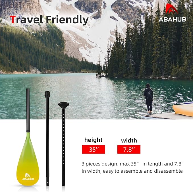 Abahub 3-Piece Stand up Paddles, Lightweight Paddleboard Paddle Oars for Paddleboard, Adjustable Aluminum Alloy Shaft 68" - 84"