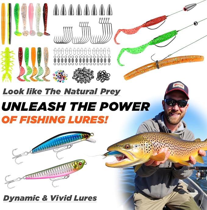 PLUSINNO Fishing Backpack with Fishing Rod and Reel Combos Tackle Boxes, Waterproof Tackle Backpack for Gear with Rod Holder, Fish Gifts for Men with Tool Kit