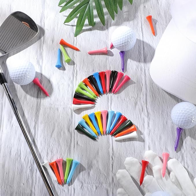Mudder Golf Tees Bulk Wooden Bamboo Golf Tees Multicolor Wood for Men Balls Accessories