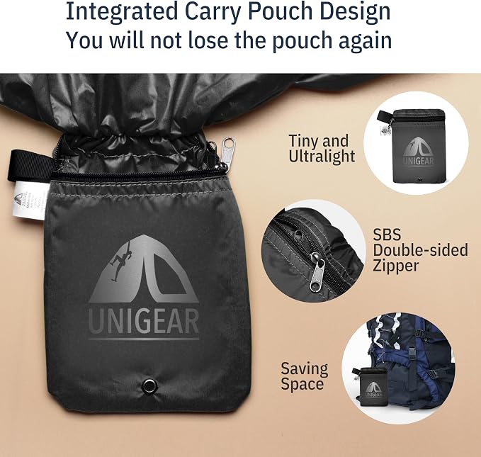 Unigear Backpack Rain Cover Waterproof Rating 5000mm Ultraportable and Durable with 2 Anti-Slip Buckle Strap, Integrated Carry Pouch Design (Black, Meidum)