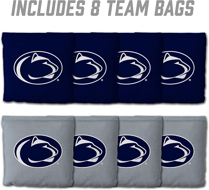 YouTheFan Officially-Licensed NCAA Set of 8 Cornhole Bags - All Weather Dual Sided Slide & Stop - Regulation Size with Carry case