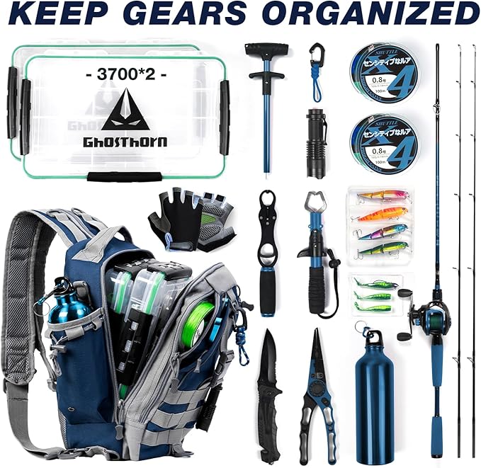 Ghosthorn Fishing Backpack Waterproof Tackle Bag Sling Bag Gift