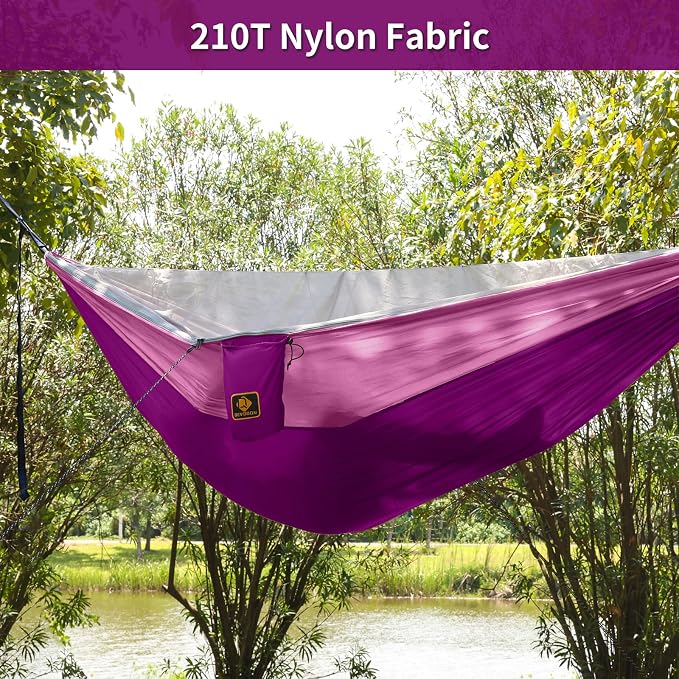 Kids Hammock, Camping Hammock with Mosquito Net, Lightweight Nylon Portable Hammock with 10ft Tree Straps,Hammocks for Travel Hiking Backpacking Beach Patio