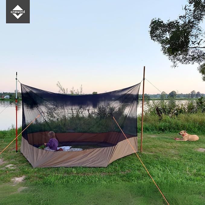 Onewind Camping Tarp Mosquito Net, Hammock Screen House, Tarp Mosquito Net Camping Lightweight Bugnet for Tarp 360 Degree Protection for Patio Backyard Hiking Backpacking, OD Green
