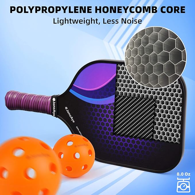 JoncAye Pickleball Paddles Set of 4 or 2, USAPA Approved Fiberglass Rackets with Outdoor Indoor Balls, Bag, Overgrip, Lightweight for Family, Professional Equipment for Beginners Intermediate