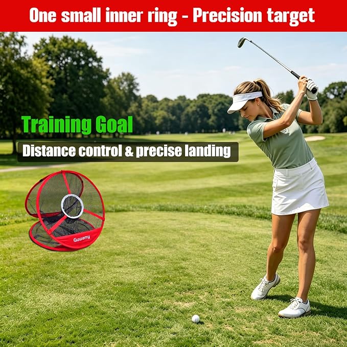Pop Up 3-in-1 Golf Chipping Net – Circular Design for Relaxed Training, 3 Modes for Precision & Distance, Ideal Indoor/Outdoor Practice Kit, Golfer Gift