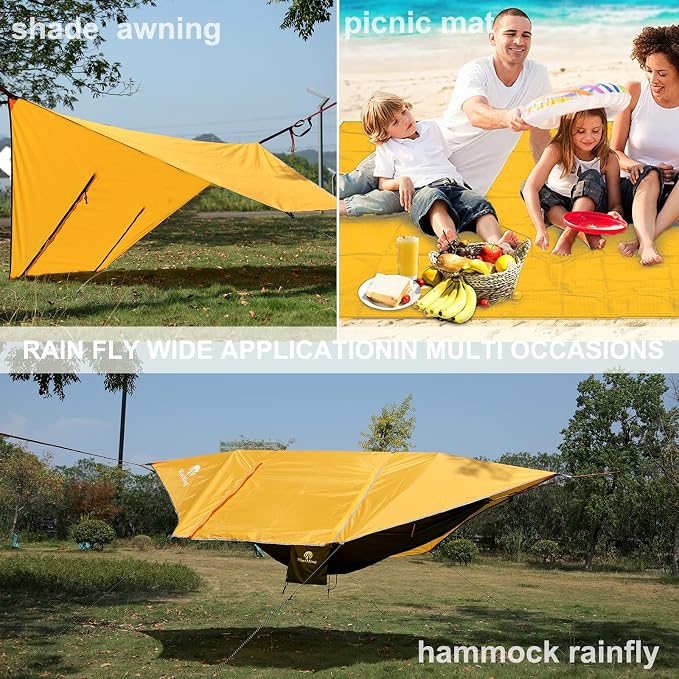 WintMing Hammock with Mosquito Net and Rain Fly Cover 3 in 1 Camping Hammock Tent 440lbs Load