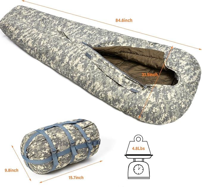MT Military Army Force Defence 4 & Tropen Patrol Mummy Sleeping Bags with Bivy Cover Compression Sack, Modular Sleeping System 2.0 for Cold Weather,