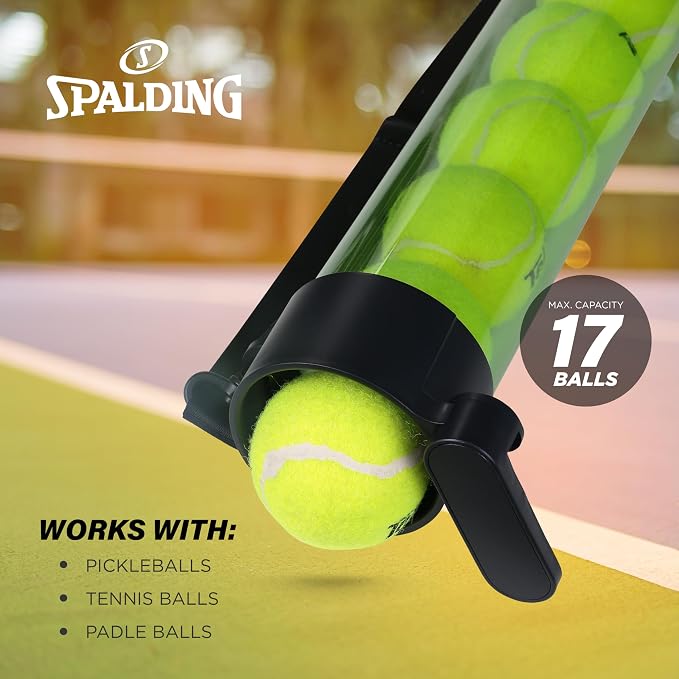 Spalding - Ball Retriever Tube for Pickleball, Tennis & Padel, Portable Ball Pickup Collector, Easy No-Bend Ball Gathering Tool, Lightweight Training Accessory for Practice & Coaching (Green)