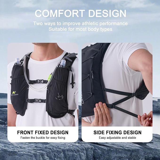 N NEVO RHINO 5.5L Running Vest for Women Men, Lightweight Hydration Vest with 1.5L Water Bladder, Breathable Water Backpack for Hiking Marathon Running