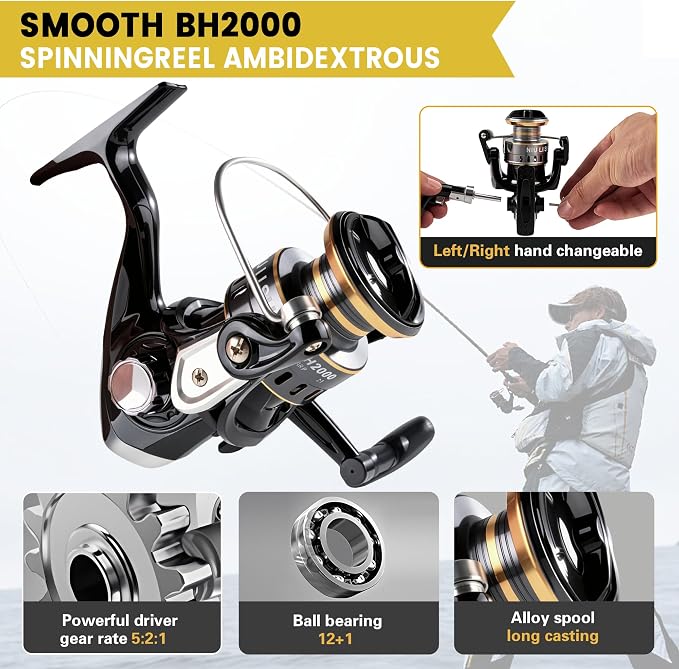 Fishing Pole Kit, Carbon Fiber Telescopic Fishing Rod and Reel Combo with Spinning Reel, Line, Bionic Bait, Hooks and Carrier Bag, Fishing Gear Set for Beginner Adults