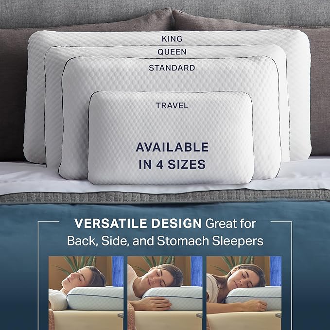 Weekender Cooling Gel Memory Foam Pillows for Sleeping – Queen Size, Set of 2, Ventilated Cooling Pillows for Side & Back Sleepers, Neck & Shoulder Support, Medium Firm, Washable Cover