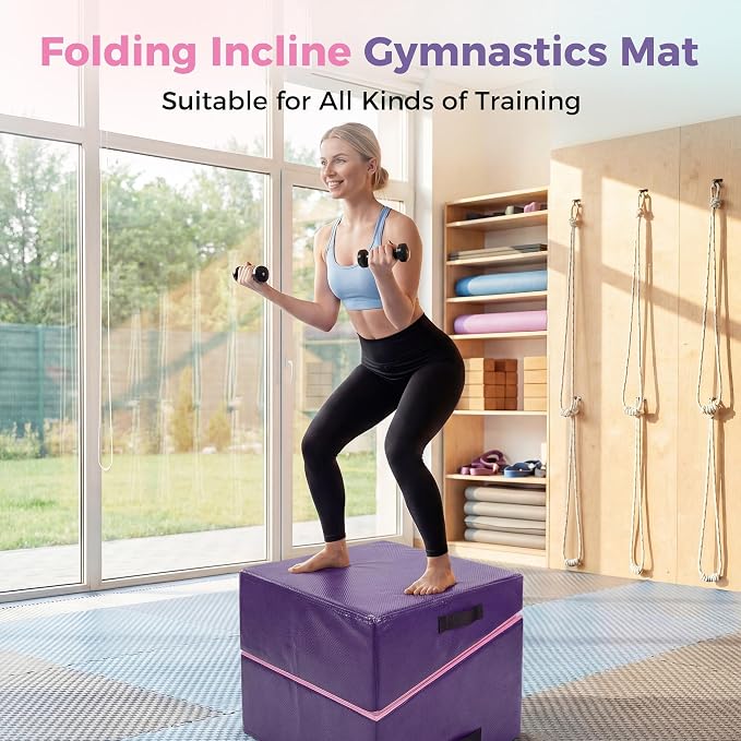 Incline Gymnastics Mat, Gymnastics Cheese Mat, Skill Shape Tumbling Backbend Trainer Exercise Mat, with High-Density Foam & Waterproof Cover, Somersault Backbend Trainer for Gymnastics&Martial Arts