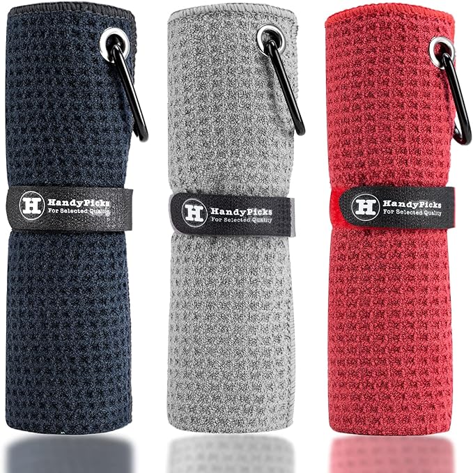 Handy Picks Golf Towels Pack of 3 Golf Water Brush Combo Kit