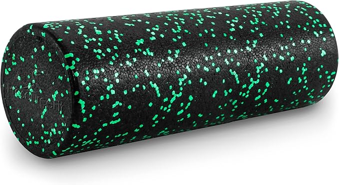 ProsourceFit High Density Foam Rollers 18 - inches long, Firm Full Body Athletic Massage Tool for Back Stretching, Yoga, Pilates, Post Workout Muscle Recuperation, Black/Green