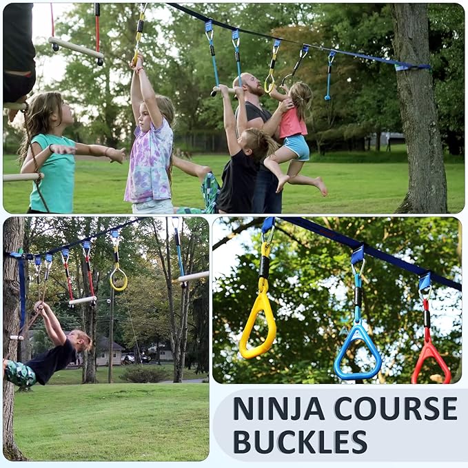 Ninja Warrior Obstacle Course Accessories, New Buckle for 2” Width Slackline, No Tearing Slackline