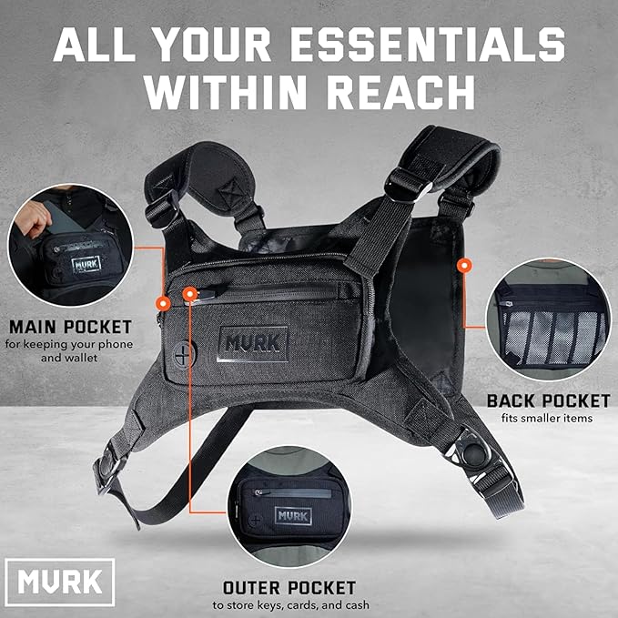 MVRK Water Resistant Running Vest Chest Pack, Phone Holder for Running, Lightweight Training Pack with Reflective Detail