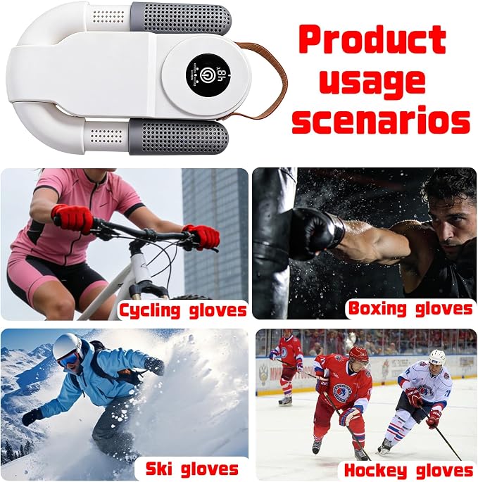 Boxing Gloves Dryer, 48°C Constant Temp Glove Dryer w/ 0-120 Min Timer, Fast MCH Heat, Dual Air Duct, Foldable Portable Gear Dryer for Boxing for Kids and Adults Effectively Eliminates Odors(White)