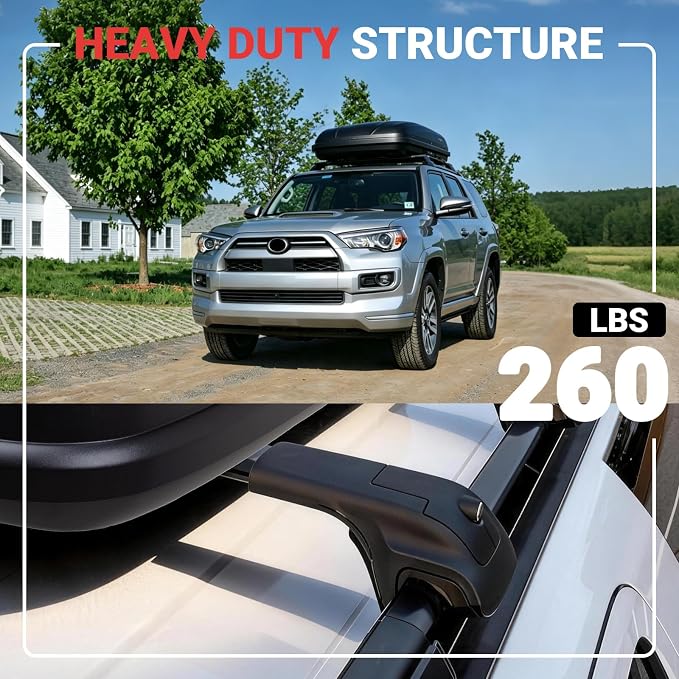 Roof Rack Cross Bars Compatible with Toyota 4RUNNER 2010-2024, Heavy-Duty Aluminum Roof Crossbars, 260 LBS Load Capacity, Rooftop Cargo Carrier for Bike, Snowboard, Skis, Luggage