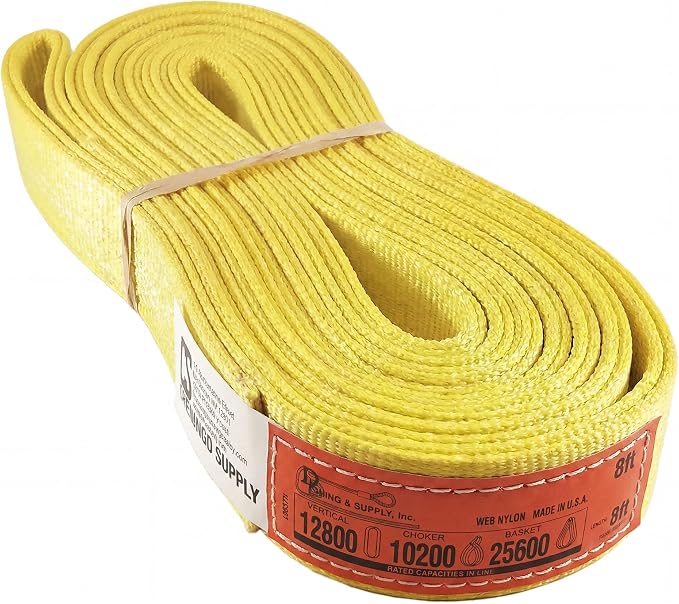 DD Sling 2" x 8' Nylon Endless Lifting Sling – USA Made, 12,800 lb Vertical, 10,200 lb Choker, 25,600 lb Basket – 2 Ply Heavy Duty 900 Webbing, Type 5 Endless Rigging Sling