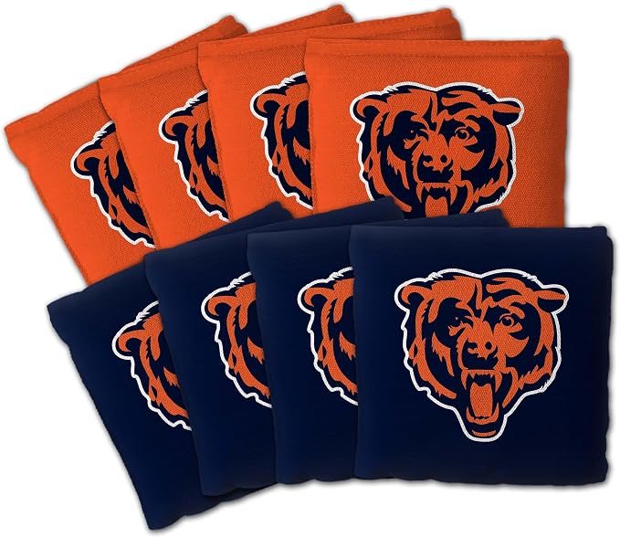YouTheFan Officially-licensed NFL Set of 8 Cornhole Bags - All Weather Dual Sided Slide & Stop - regulation size