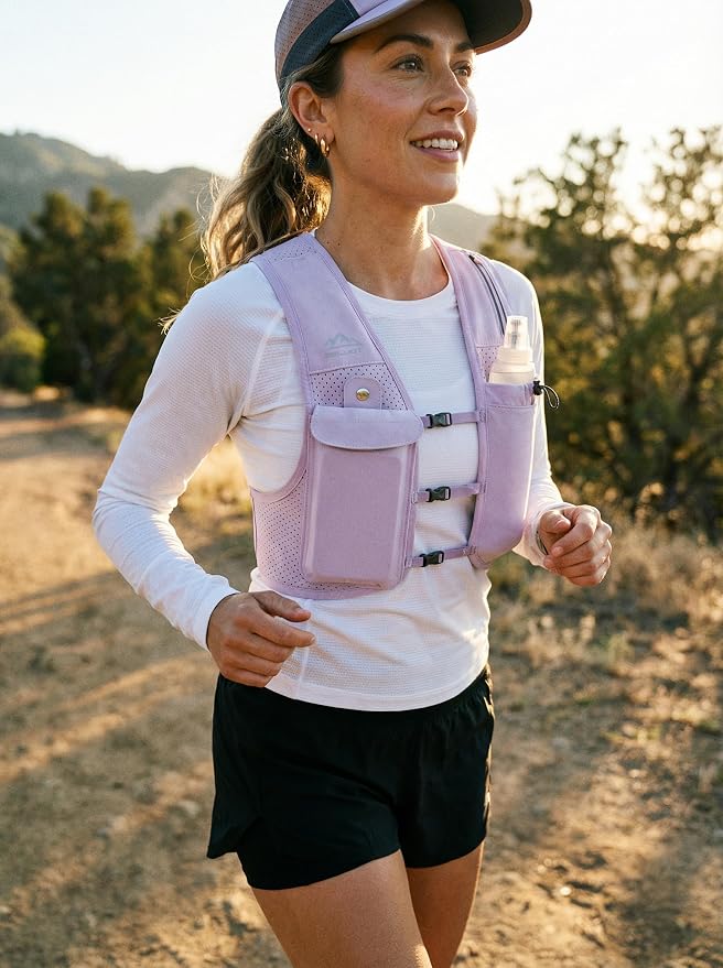 Zelvot Running Vest for Women Men, Adjustable Running Phone Holder Vest, USA Original Patent, Running Hydration Vest with 500ml Soft Flask, Reflective Running Backpack for Hiking Cycling