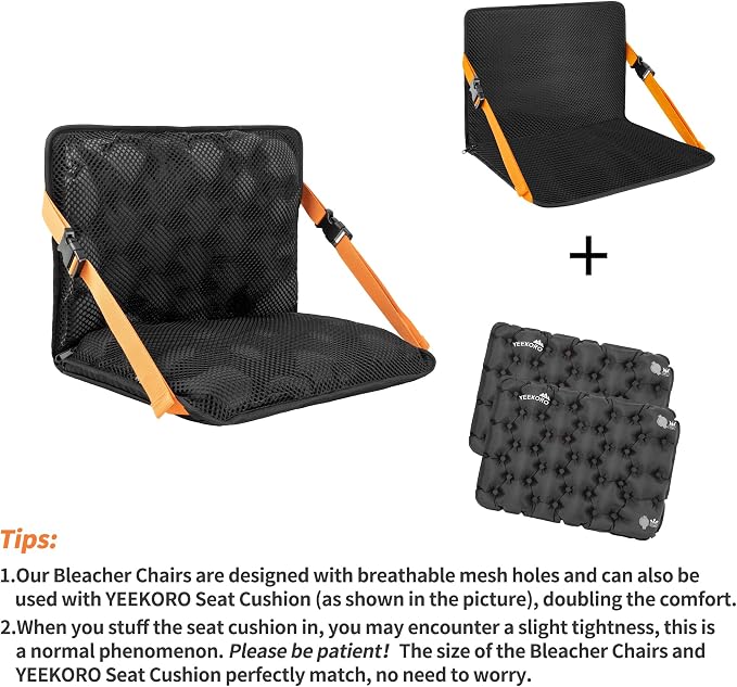 Inflatable Folding Seats, Portable Chairs with Back Support, Foldable and Lightweight Seat for Camping/Sporting Events,Stadium Seats with Storage Bag Lounge Chair
