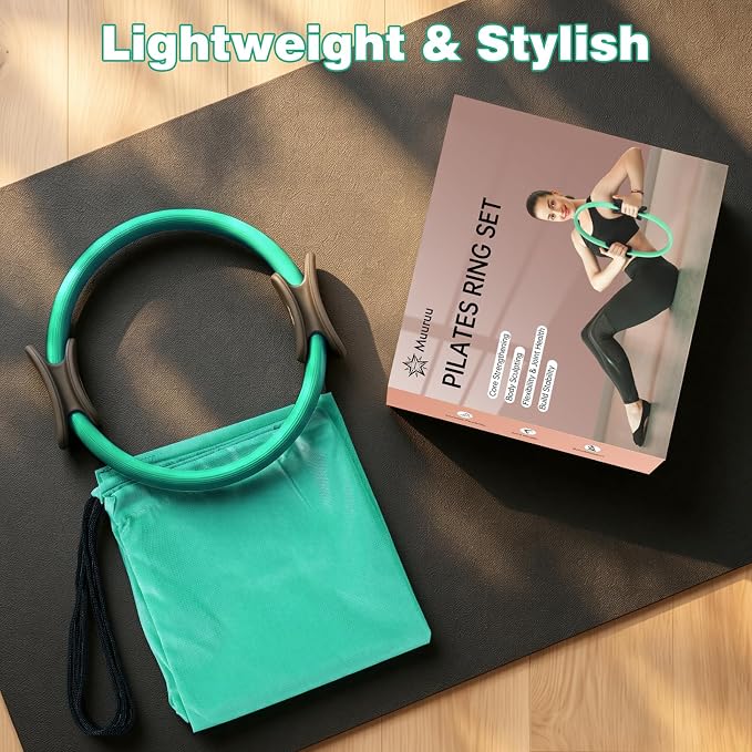 Pilates Ring, 14" Magic Circle Pilates Ring for Women Home Workout, Fitness Circle Exercise Equipment for Inner Thigh Toning, Yoga Ring with Foam Padded Handles for Core & Full Body Training