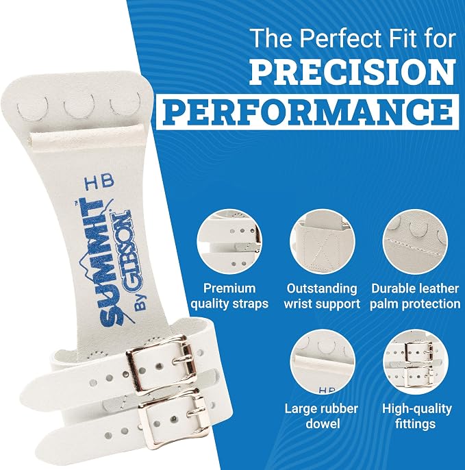 Gibson Athletic Summit High Bar Gymnastic Grips for Boys, Durable Leather Grip for Secure Grip, Hand Grips for Early Competitor Gymnasts, Gymnastics Grips for Boys - Made In USA