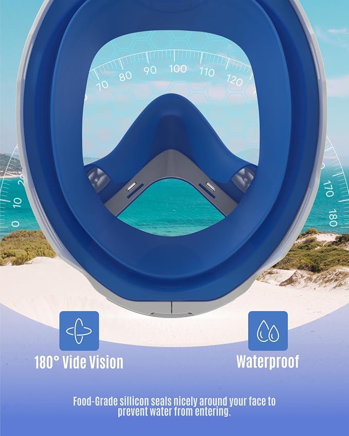 G2RISE Kids Snorkel Mask Full Face Snorkel Set, Snorkeling Gear for Kids with 180 Degree Panoramic View, Anti-Leak & Anti-Fog