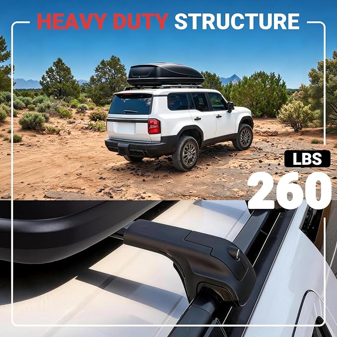 Roof Rack Cross Bars Fit for 2024-2026 Toyota Land Cruiser LC250/ 2024-2025 Lexus GX550, 260lbs Heavy Duty Lockable Aluminum Roof Rails, Wide-Grip Crossbars for Cargo, Kayak, Luggage - No Drilling