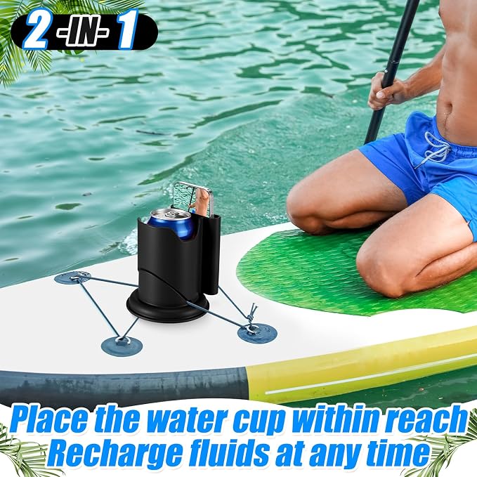 3 Pcs Paddleboard Cup Holder 2-in-1 Paddle Board and Kayak Drink and Phone Holder Paddle Board Accessories for Surfboards, Canoes, Sups, Kayaks, Boats (Black)