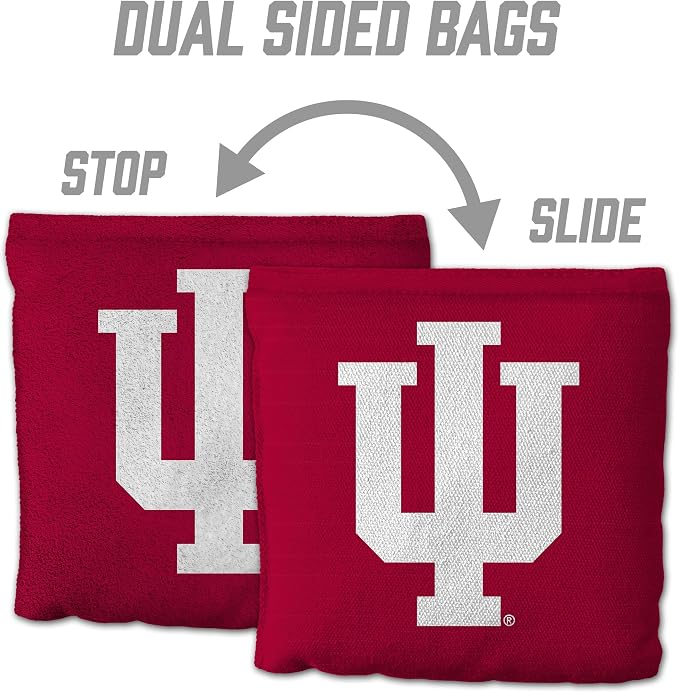 YouTheFan Officially-Licensed NCAA Set of 8 Cornhole Bags - All Weather Dual Sided Slide & Stop - Regulation Size with Carry case