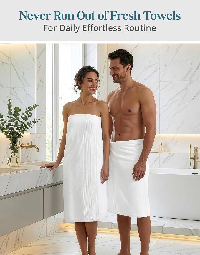 Casa Platino 100% Cotton 4 Pack Bath Towels (30"x60") - Ring Spun Cotton - Large Towels for Bathroom - Quick Drying, Highly Soft & Absorbent Shower Towel Set - Hotel & Spa Quality - White Towel Set