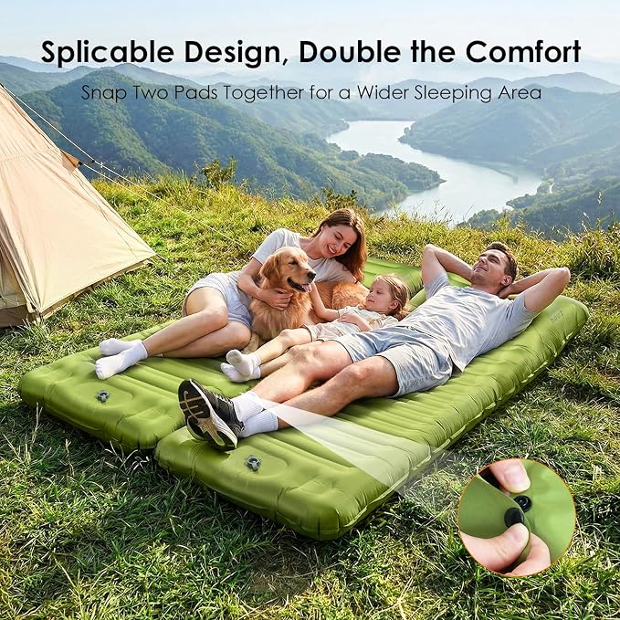 Minthouz Camping Sleeping Pad, 5 Inch Thick Inflatable Camping Pad, Foot Pump Fast Inflation, Portable Sleeping Mat for Camping Backpacking Hiking Traveling Tent