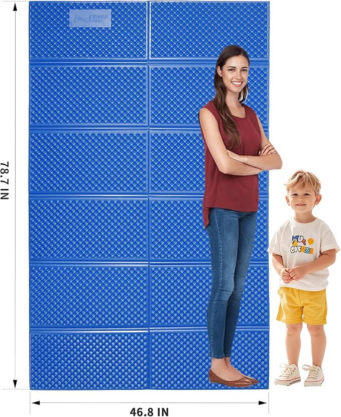 Camping Foam Sleeping Pad Lightweight Closed Cell Folding Camping Mat Moisture-Proof Camping Mattress Portable for Outdoor Hiking Mountaineering Blue