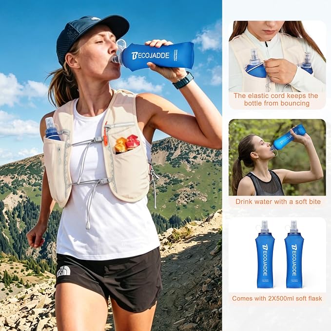 BECOJADDE 5L Running Vest for Women, Hydration Backpack Lightweight & Breathable for Trail Running, Marathon, Hiking, Cycling